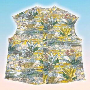NWT C&C CALIFORNIA Tropical Print Sleeve Button Up Shirt Sz Medium